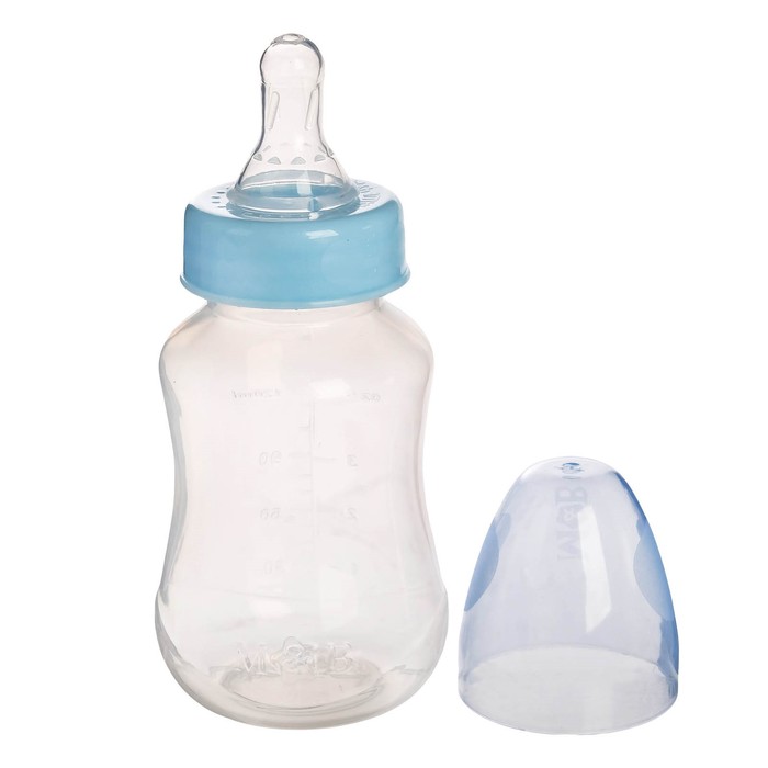 Бутылочка для кормления детская приталенная, 150 мл, от 0 мес., цвет голубой