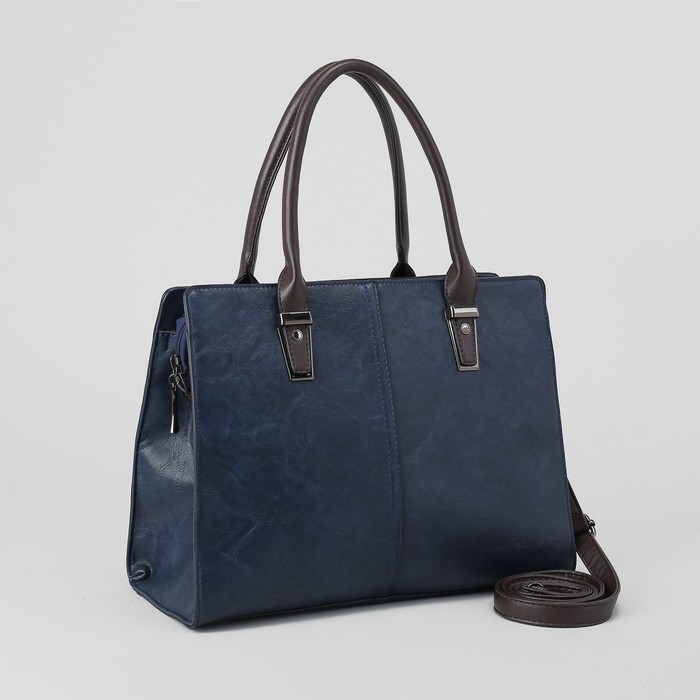 Сумка женская, отдел с перегородкой на молнии, наружный карман, цвет синий