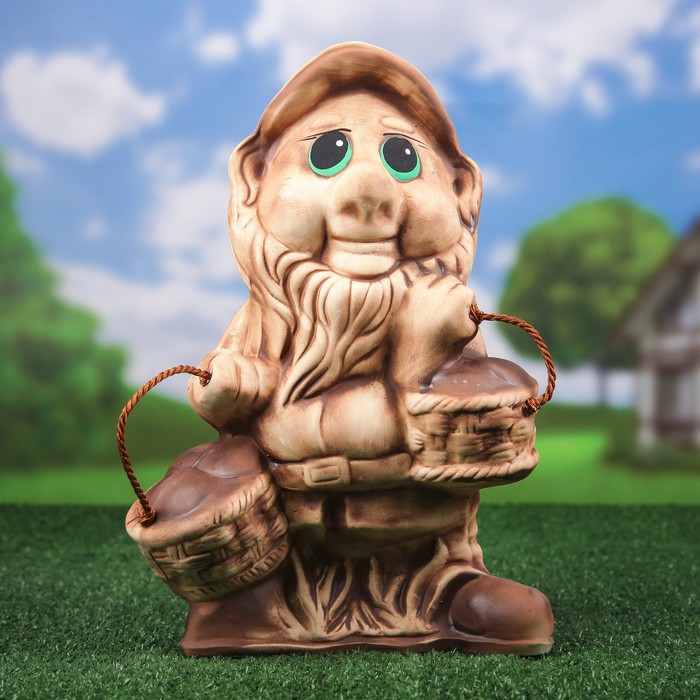Садовая фигура "Гном Семён", большой, шамот, микс