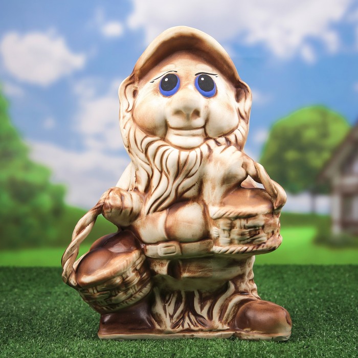 Садовая фигура "Гном Семён", большой, шамот, микс