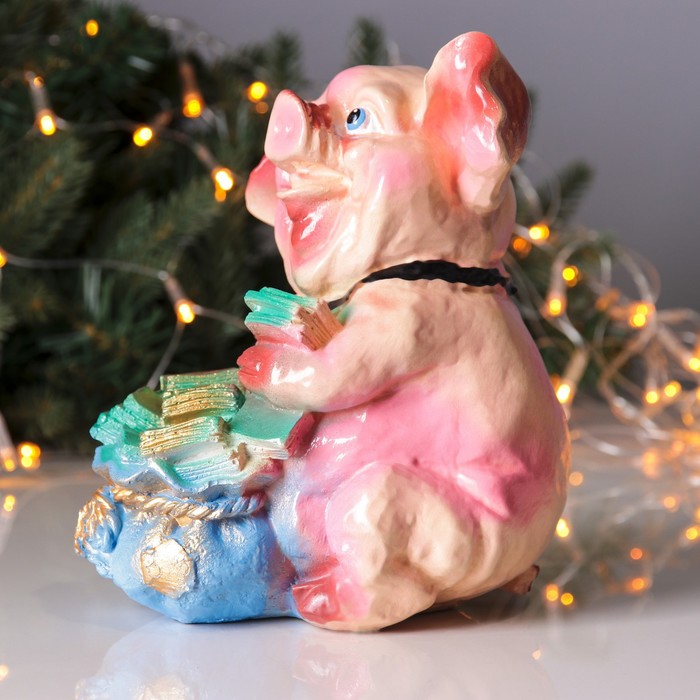 Копилка "Свинка с мешком" малая