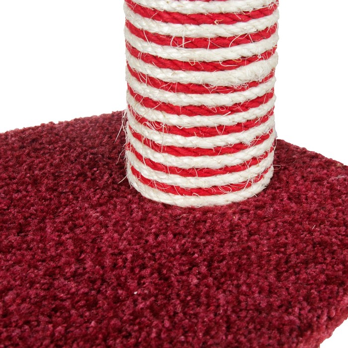 Комплекс Зооник "Кораблик" для кошек, 68 х 38 х 85 см, велюр/овчина, бордовый