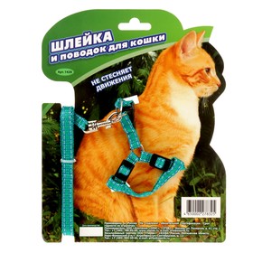 Комплект «Зооник» шлейка с поводком для кошек, 1.5 м на блистере, стропа 10 мм, микс Ош