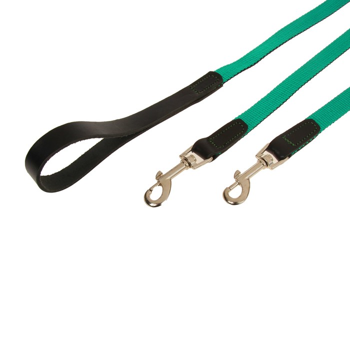 Комплект Зооник поводок 1.5 м с двойной своркой, капроновая лента, 20 мм МИКС ЦВЕТОВ