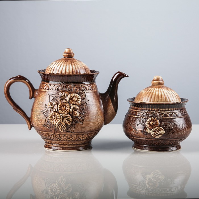 Чайная пара "Витязь2", чайник 2 л, сахарница, лепка