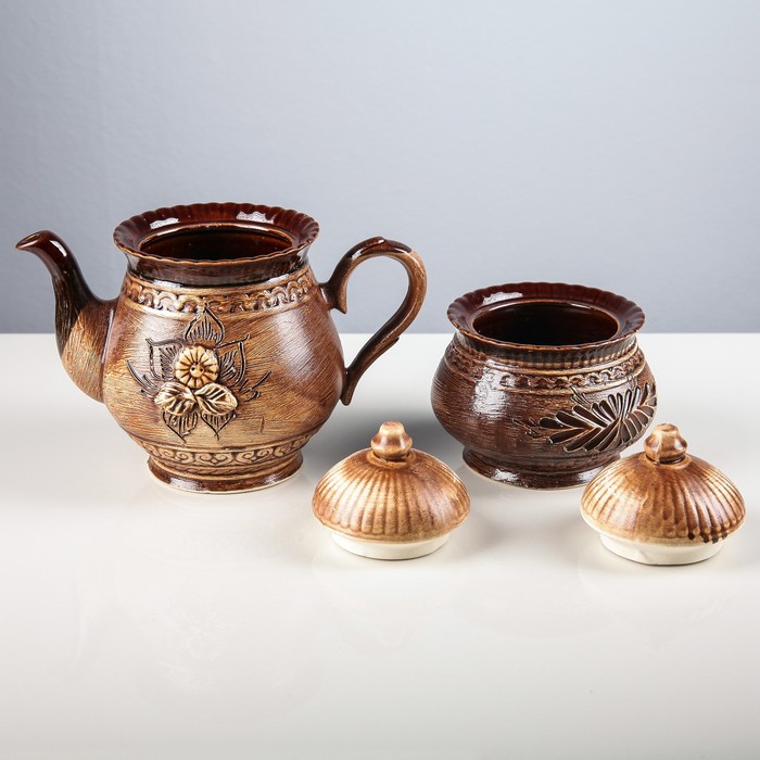 Чайная пара "Витязь2", чайник 2 л, сахарница, лепка