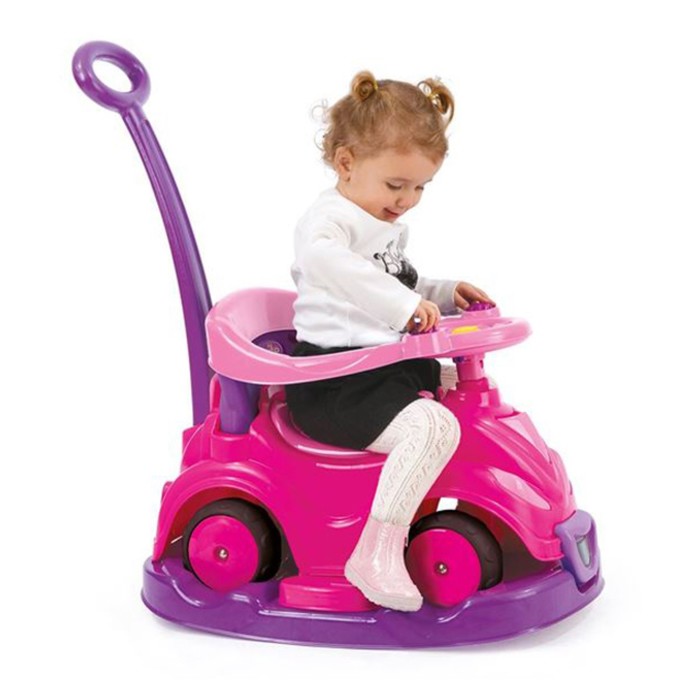 Толокар-автомобиль, 4 в 1, с родительской ручкой, розовый