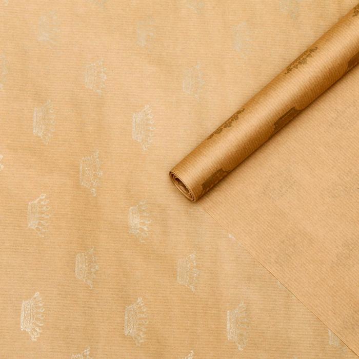 Бумага упаковочная крафт "Короны-золото" 0,7 х 10 м, 40 г/м²