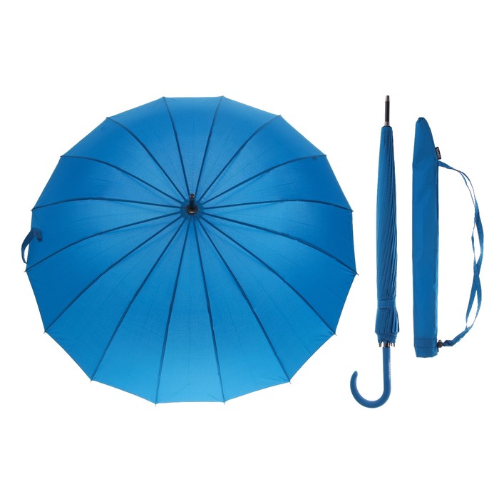 Зонт-трость "Однотонный", полуавтоматический, R=50, цвет бирюзовый