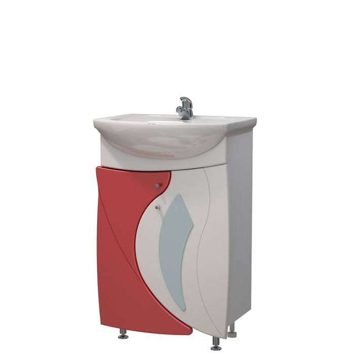 Тумба Бормио 50 (под раковину Уют 50) бело-красная