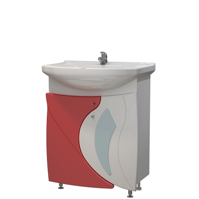 Тумба Бормио 65 (под раковину Элеганс 65) бело-красная