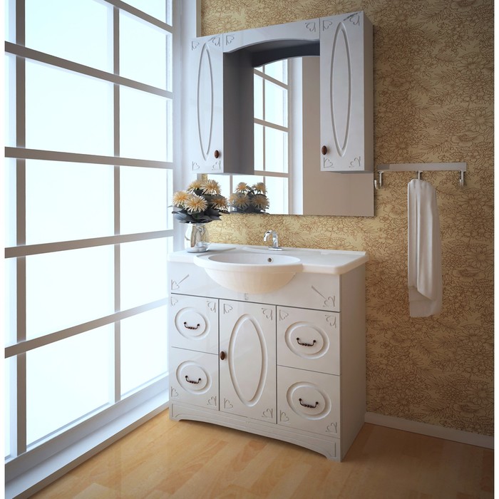 Шкаф-зеркало Милана 90С белый