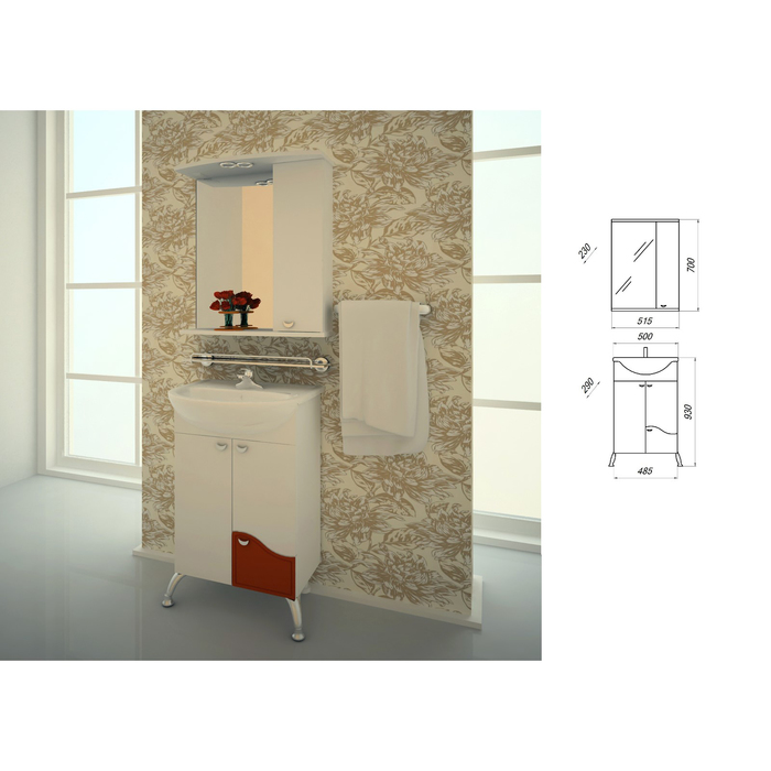 Шкаф-зеркало Крокус 50С белый правый