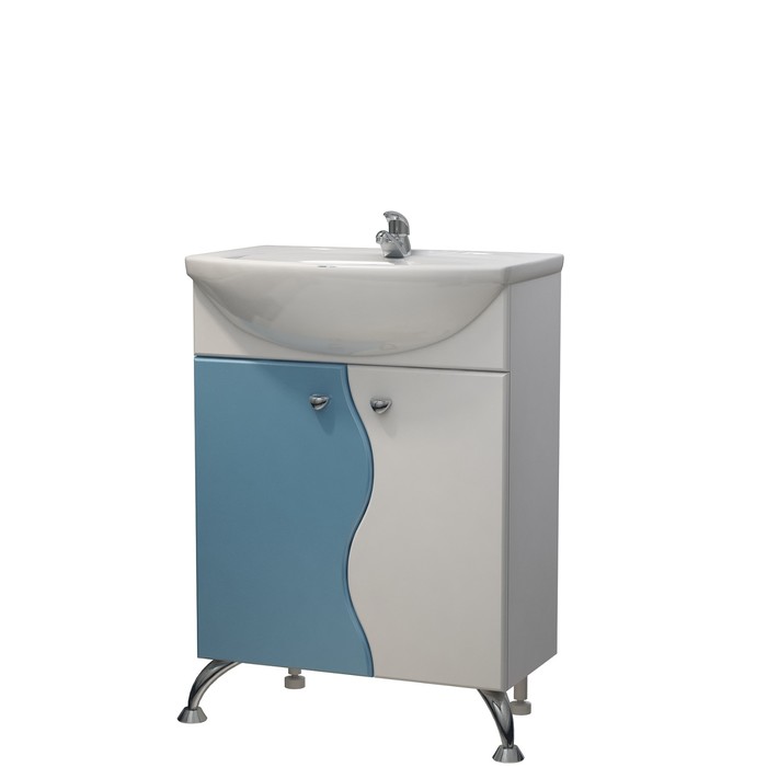 Тумба Флокс 55 (под раковину Уют 55) бело-голубая