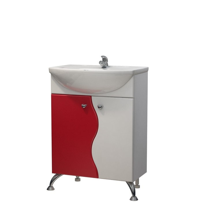 Тумба Флокс 55 (под раковину Уют 55) бело-красная