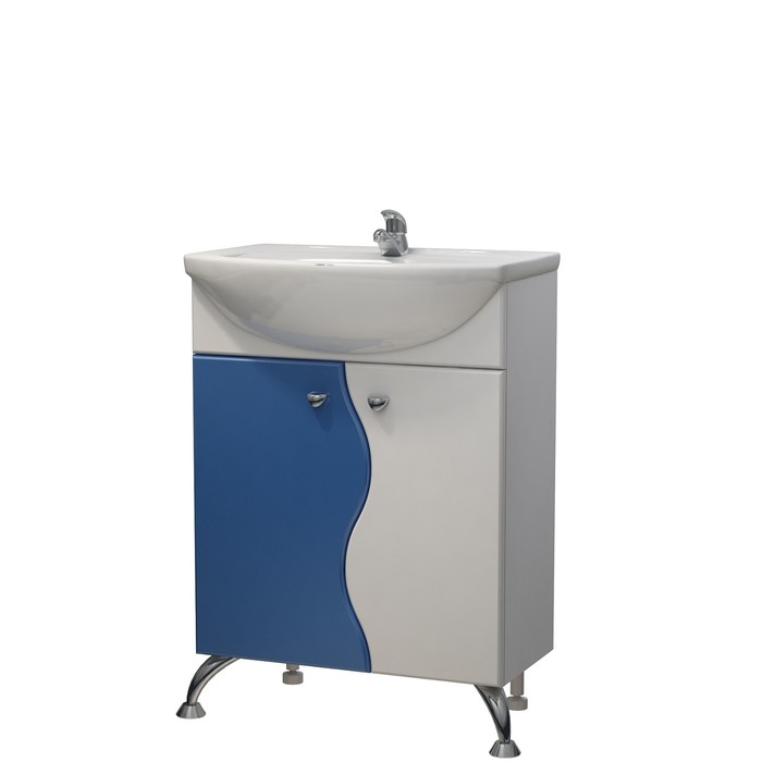 Тумба Флокс 55 (под раковину Уют 55) бело-синяя