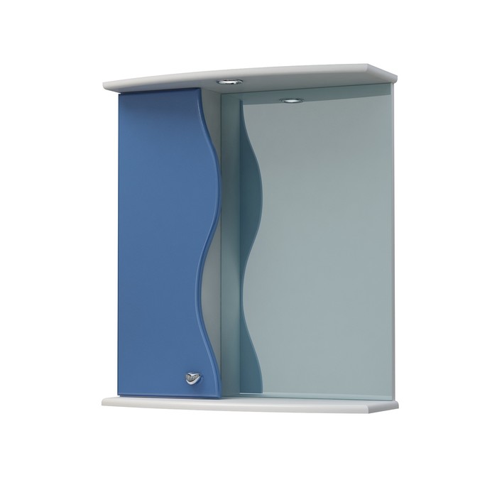 Шкаф-зеркало Флокс 60С бело-синий левый