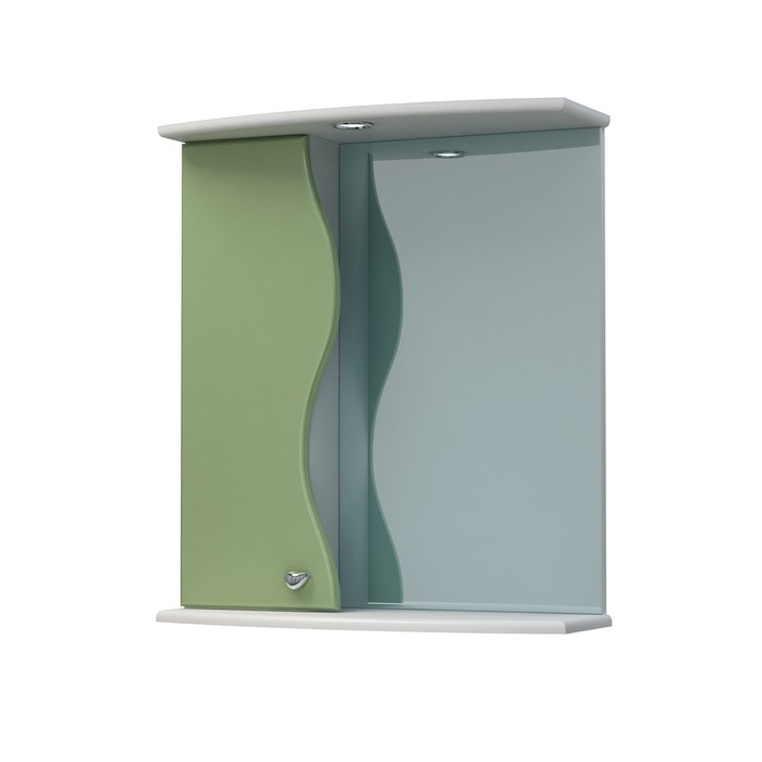 Шкаф-зеркало Флокс 60С бело-фисташковый левый