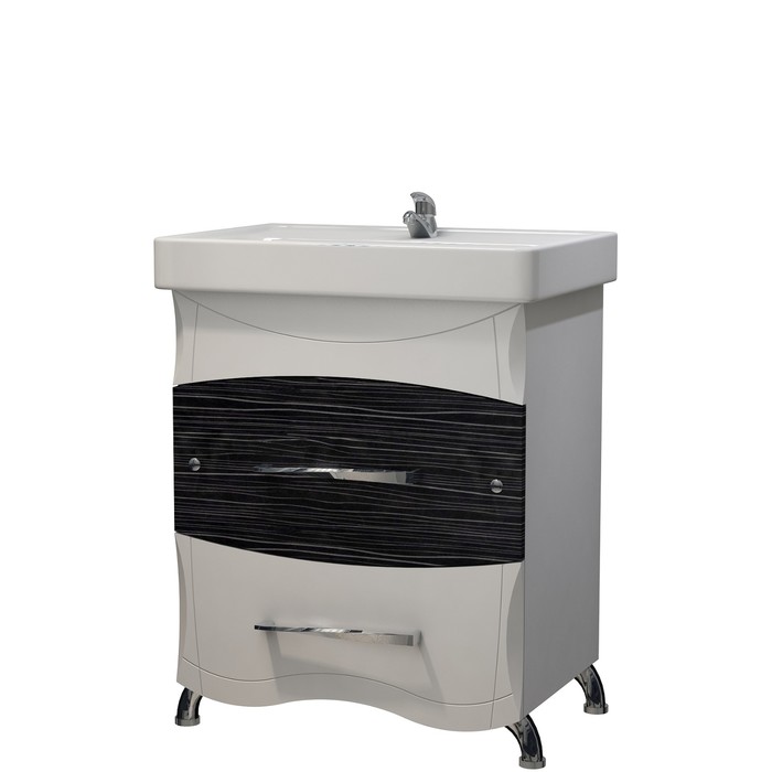 Тумба Инверно 70 (под раковину Дрея Q 70) SB2 белый / черная текстура Glass