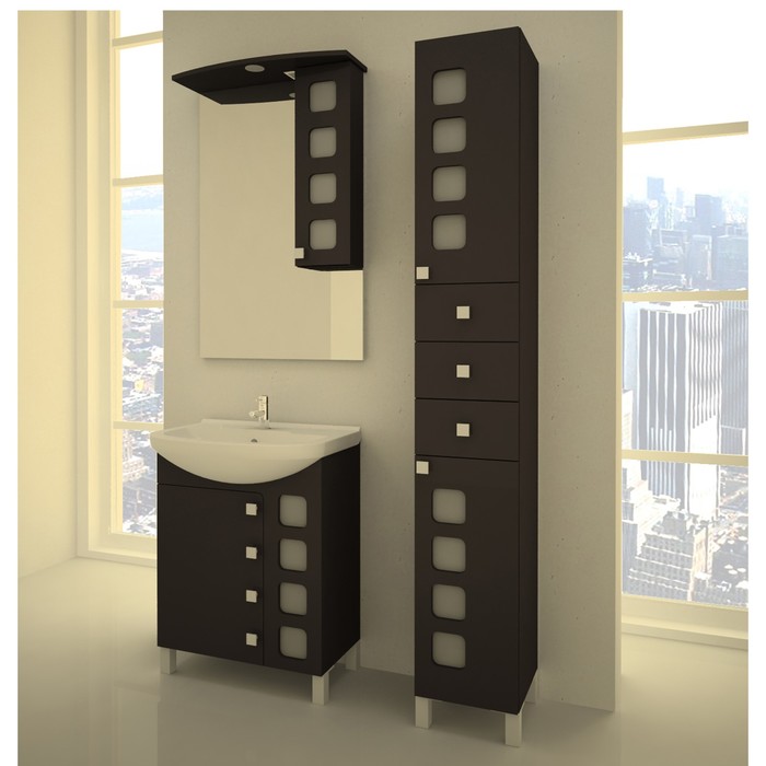 Шкаф-зеркало Манхэттен 65C черный металлик Glass