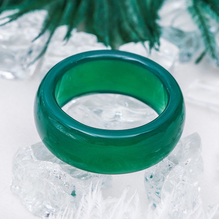 Кольцо гладкое "Агат зелёный" 8мм, размер МИКС
