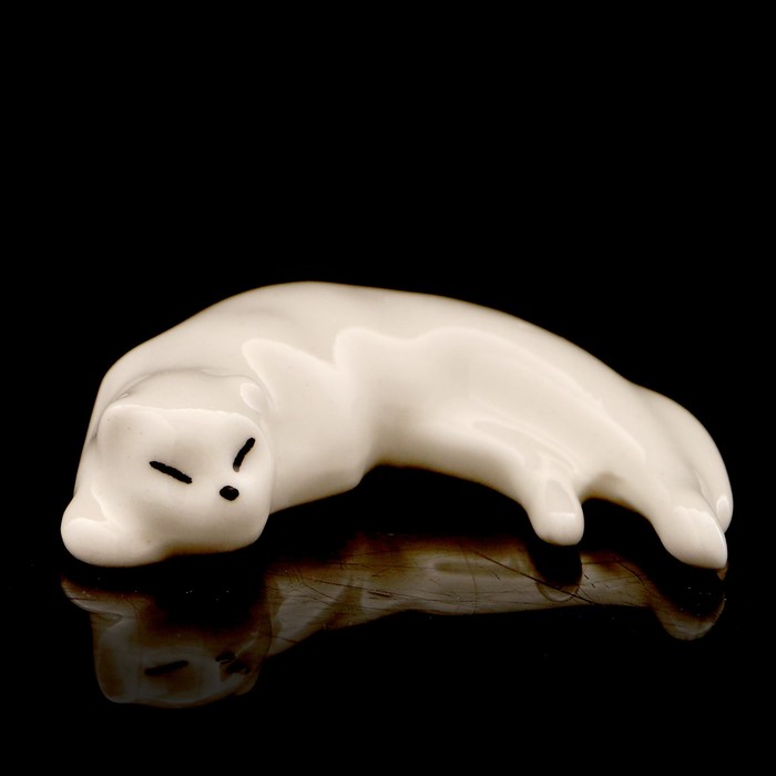 Статуэтка фарфороваяя «Кот» №2 белый 1,5см