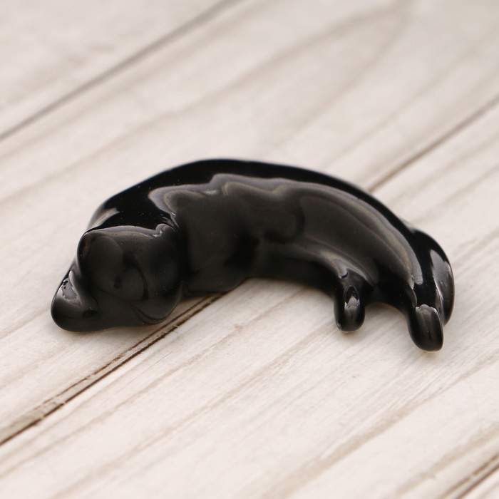 Статуэтка фарфороваяя «Кот» №2, чёрный, 1,5см