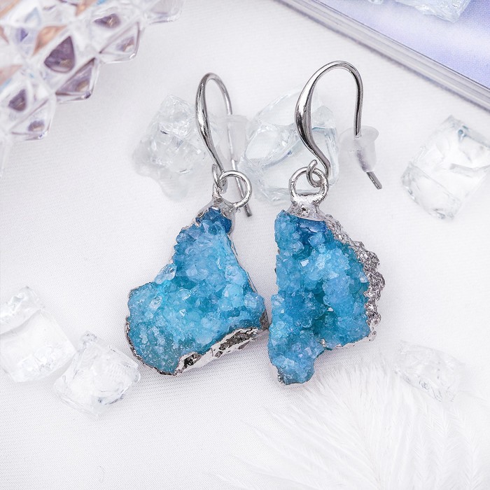 Серьги друза "Агат голубой"