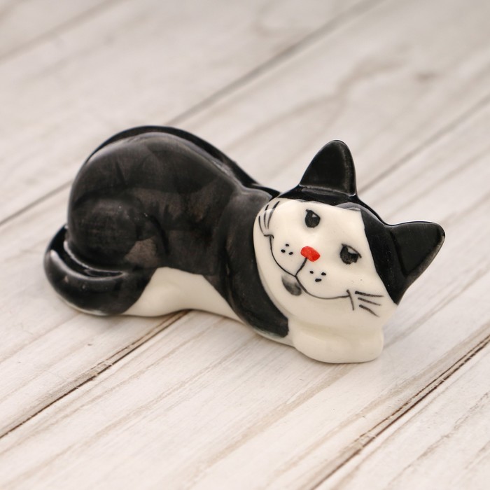 Статуэтка фарфоровая «Котя Муся», черная, 9см