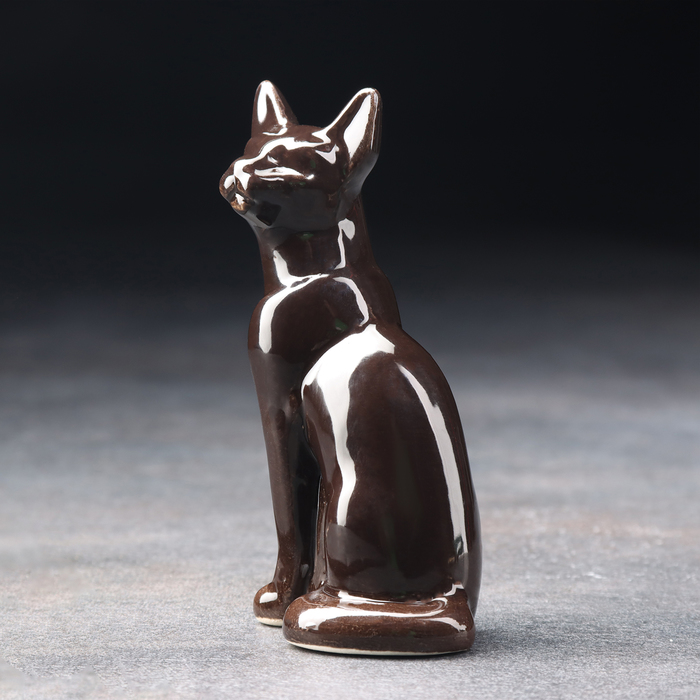 фото Статуэтка фарфоровая «кошка тайка», чёрная, 10см весёлый фарфор
