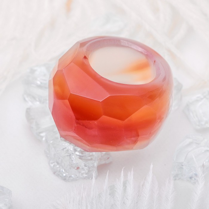 Кольцо литое, гранёное "Агат коричневый", 17 размер