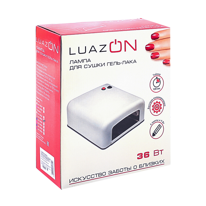 Лампа для гель-лака LuazON LUF-01, UV, 36 Вт, красная глянцевая