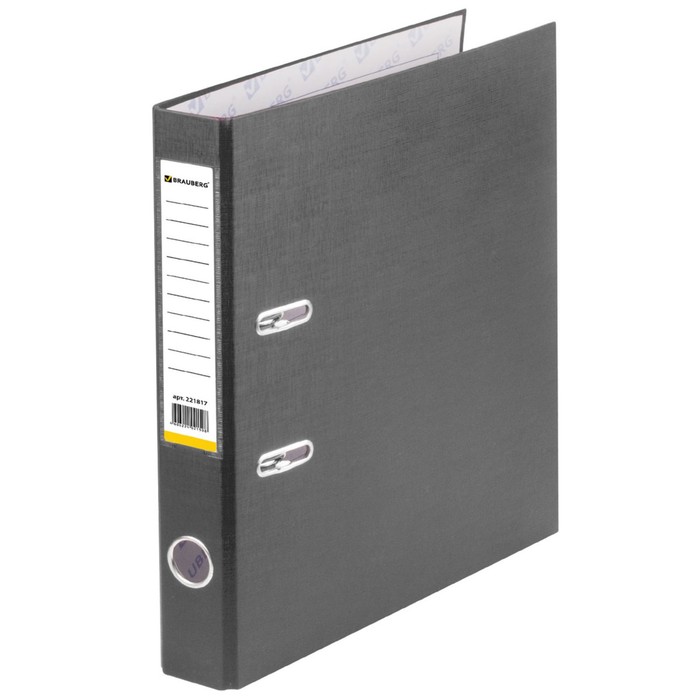 Папка-регистратор BRAUBERG, с покрытием из ПВХ, 50мм, серый 221817