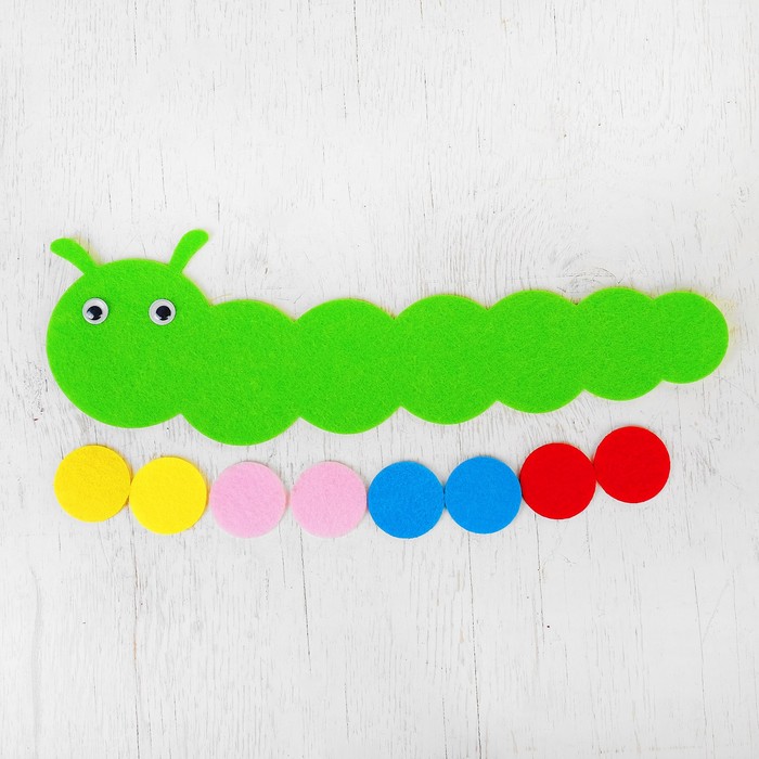 Развивающая игрушка - учим цвета "Гусеница" из фетра
