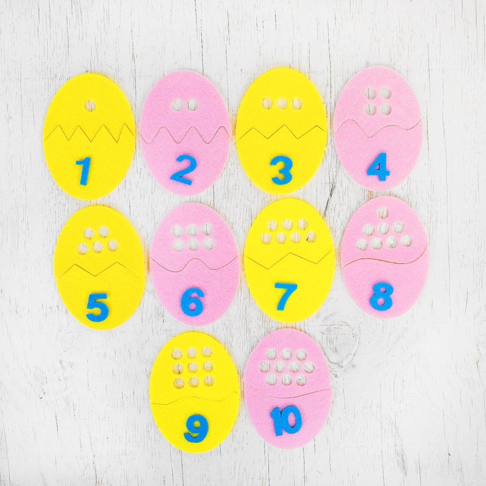 Обучающие счёту элементы "Собери яйцо" из фетра, размер 1 шт 11*8
