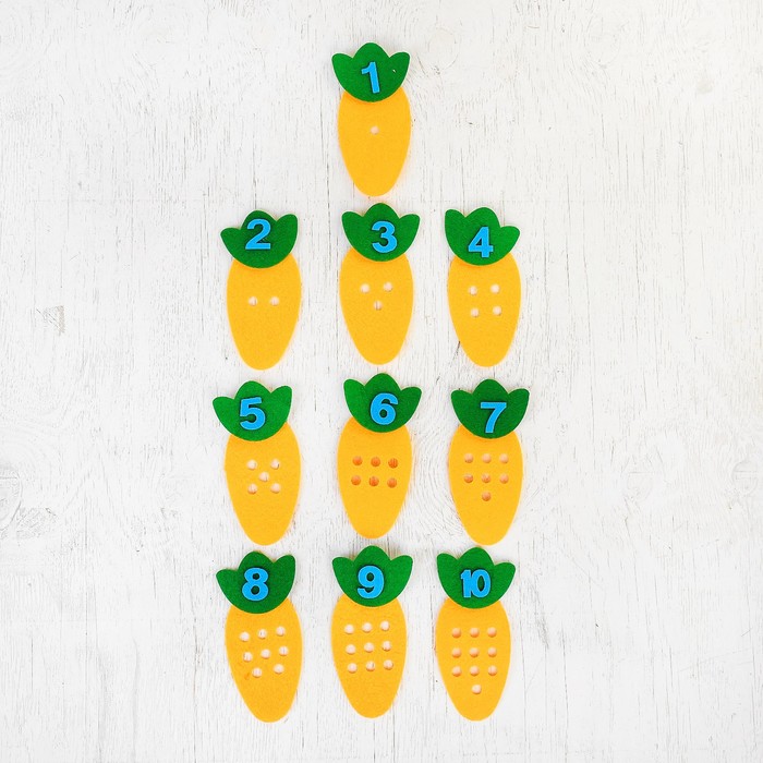 Обучающие счёту элементы "Морковка" из фетра, размер 1 шт 13*6,5