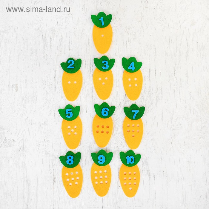 Обучающие счёту элементы «Морковка» из фетра, размер 1 шт: 13 × 6,5 см