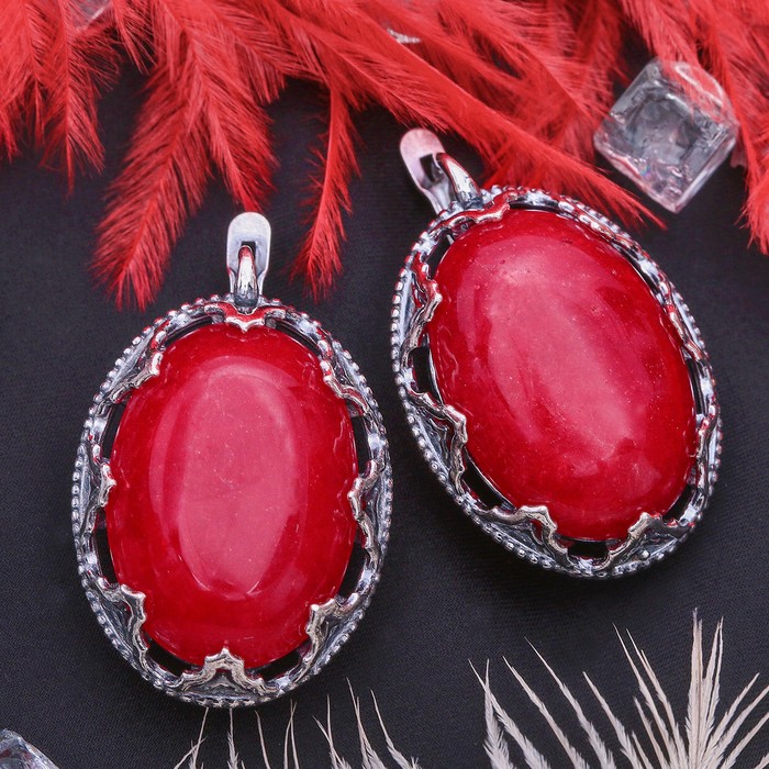 Серьги овал в цапах "Халцедон"