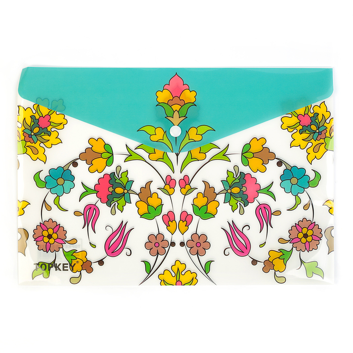 Папка-конверт на кнопке формат А4 180мкр МИКС Цветы