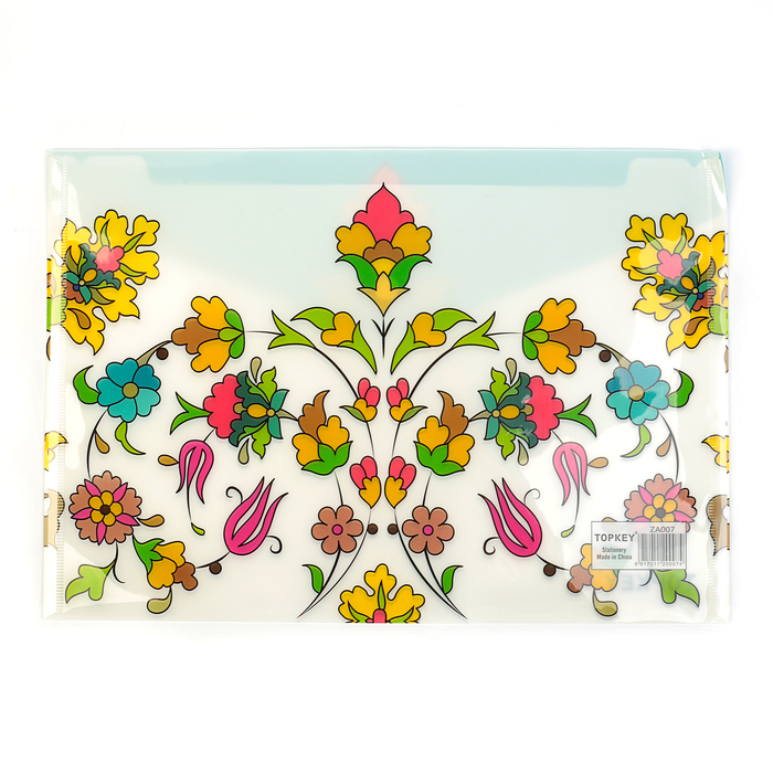 Папка-конверт на кнопке формат А4 180мкр МИКС Цветы