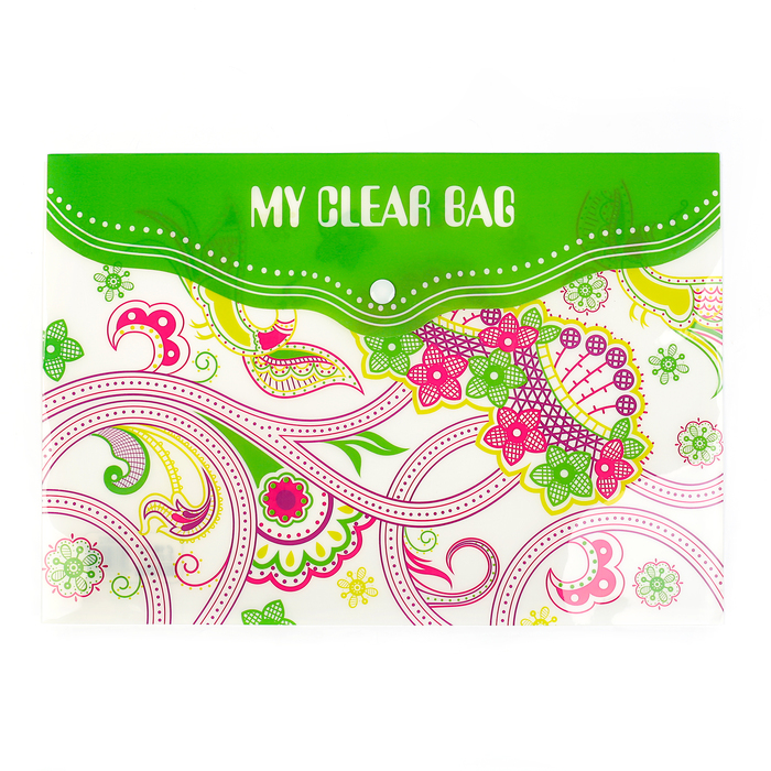 Папка-конверт на кнопке формат А4 180мкр МИКС Узоры