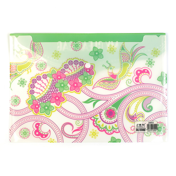 Папка-конверт на кнопке формат А4 180мкр МИКС Узоры