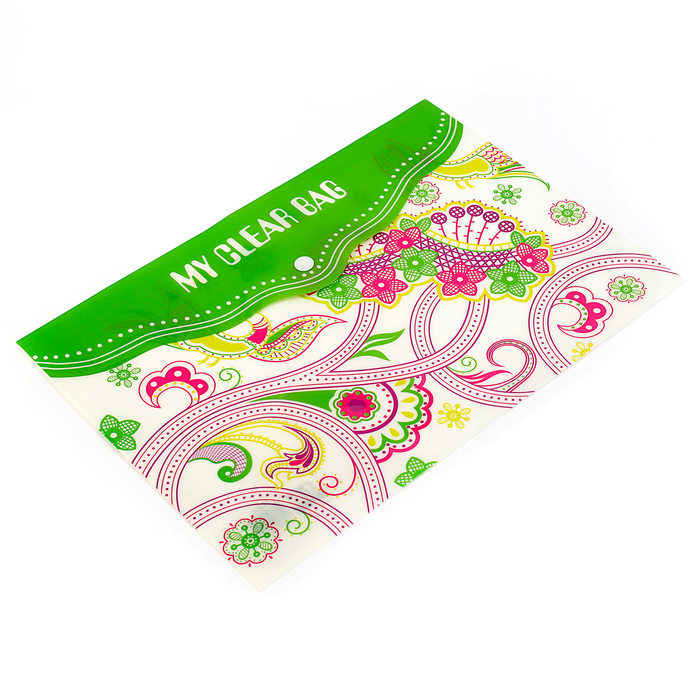 Папка-конверт на кнопке формат А4 180мкр МИКС Узоры