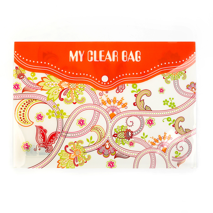 Папка-конверт на кнопке формат А4 180мкр МИКС Узоры