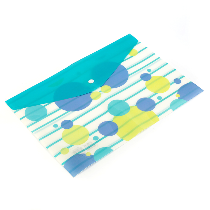 Папка-конверт на кнопке формат А4 180мкр МИКС Круги