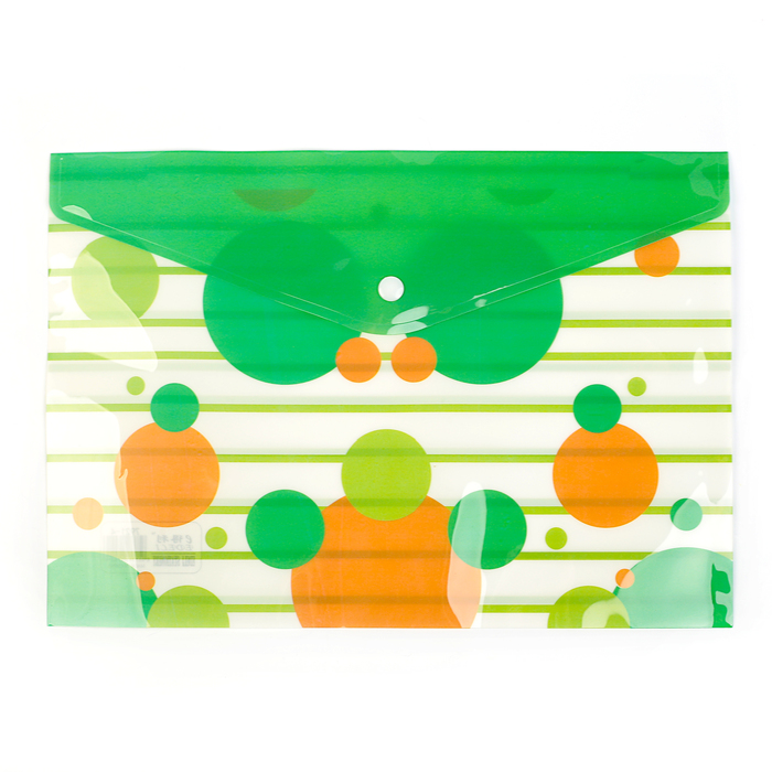 Папка-конверт на кнопке формат А4 180мкр МИКС Круги