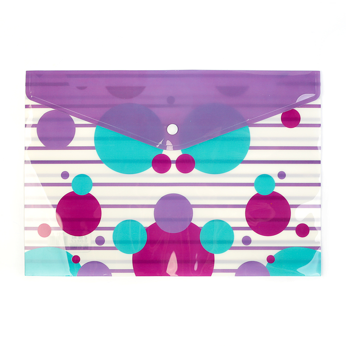 Папка-конверт на кнопке формат А4 180мкр МИКС Круги