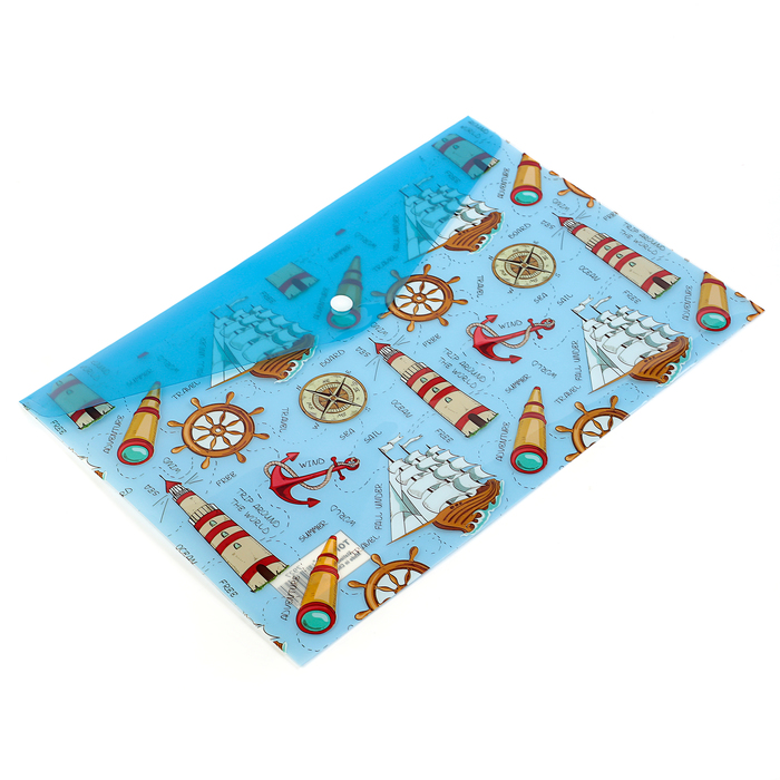 Папка-конверт на кнопке формат А4 180мкр МИКС Ассорти