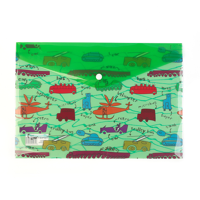 Папка-конверт на кнопке формат А4 180мкр МИКС Ассорти