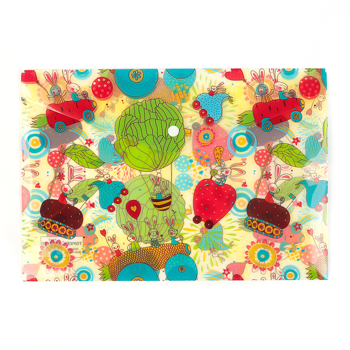 Папка-конверт на кнопке формат А4 180мкр МИКС Ассорти